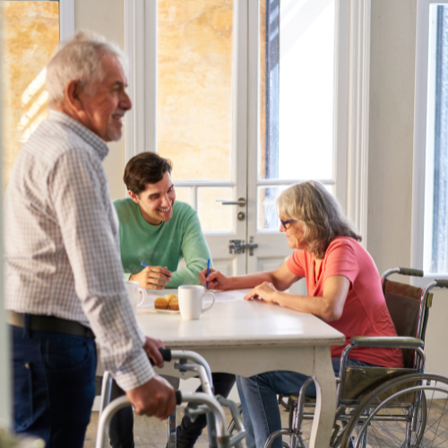 people sharing in a senior community