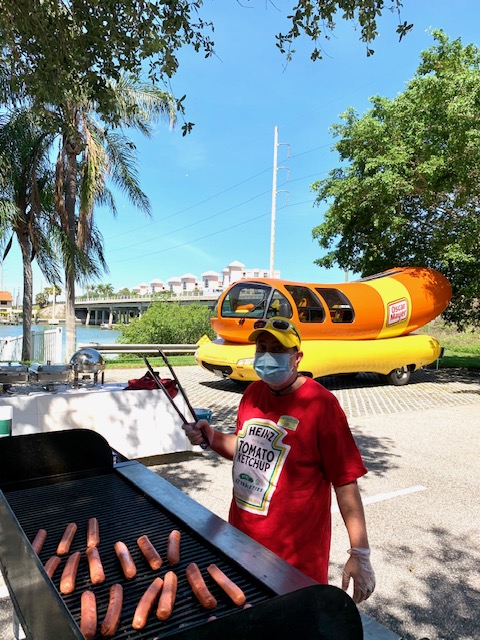 grilling hot dogs