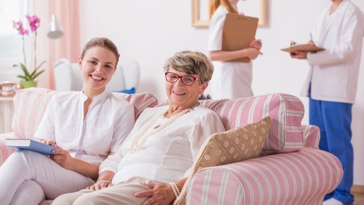 senior with caregiver