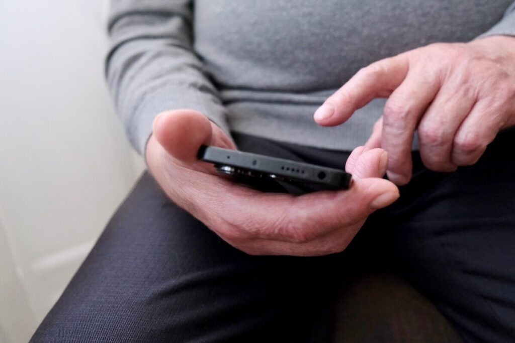 Senior using smartphone
