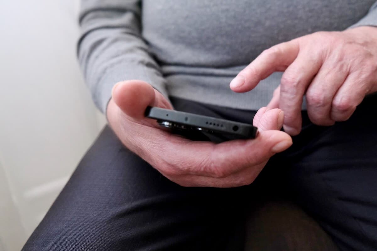 Senior using smartphone